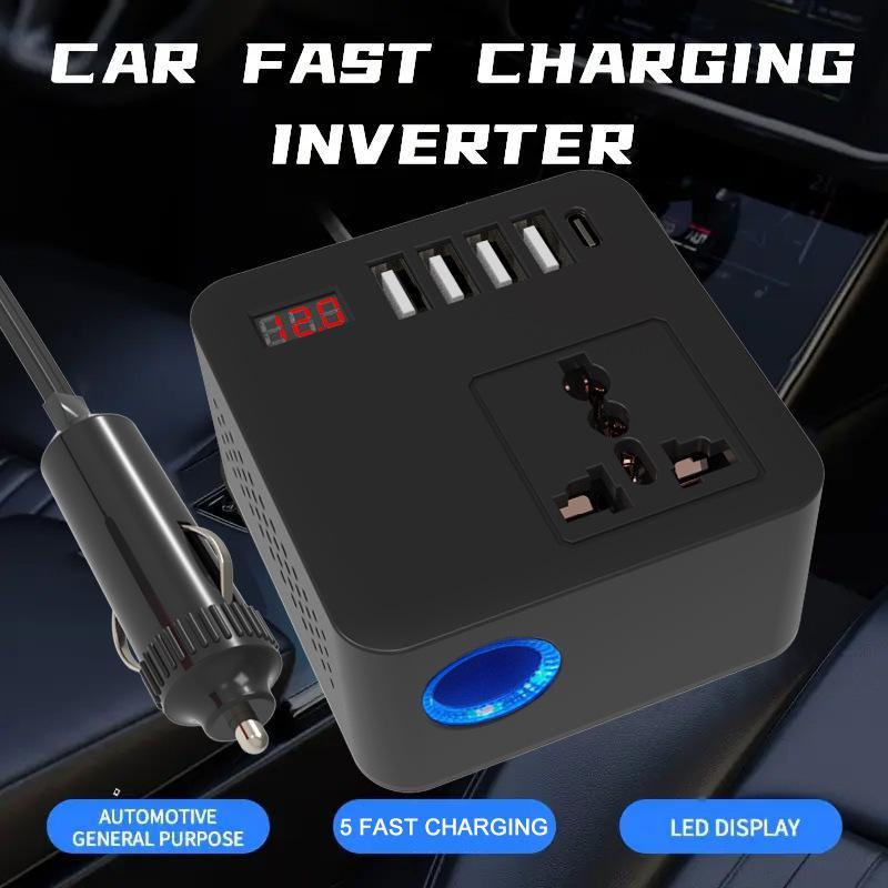 300W Car Power Inverter 12V to 110V USB-C Car Charger Multi-Function Adapter