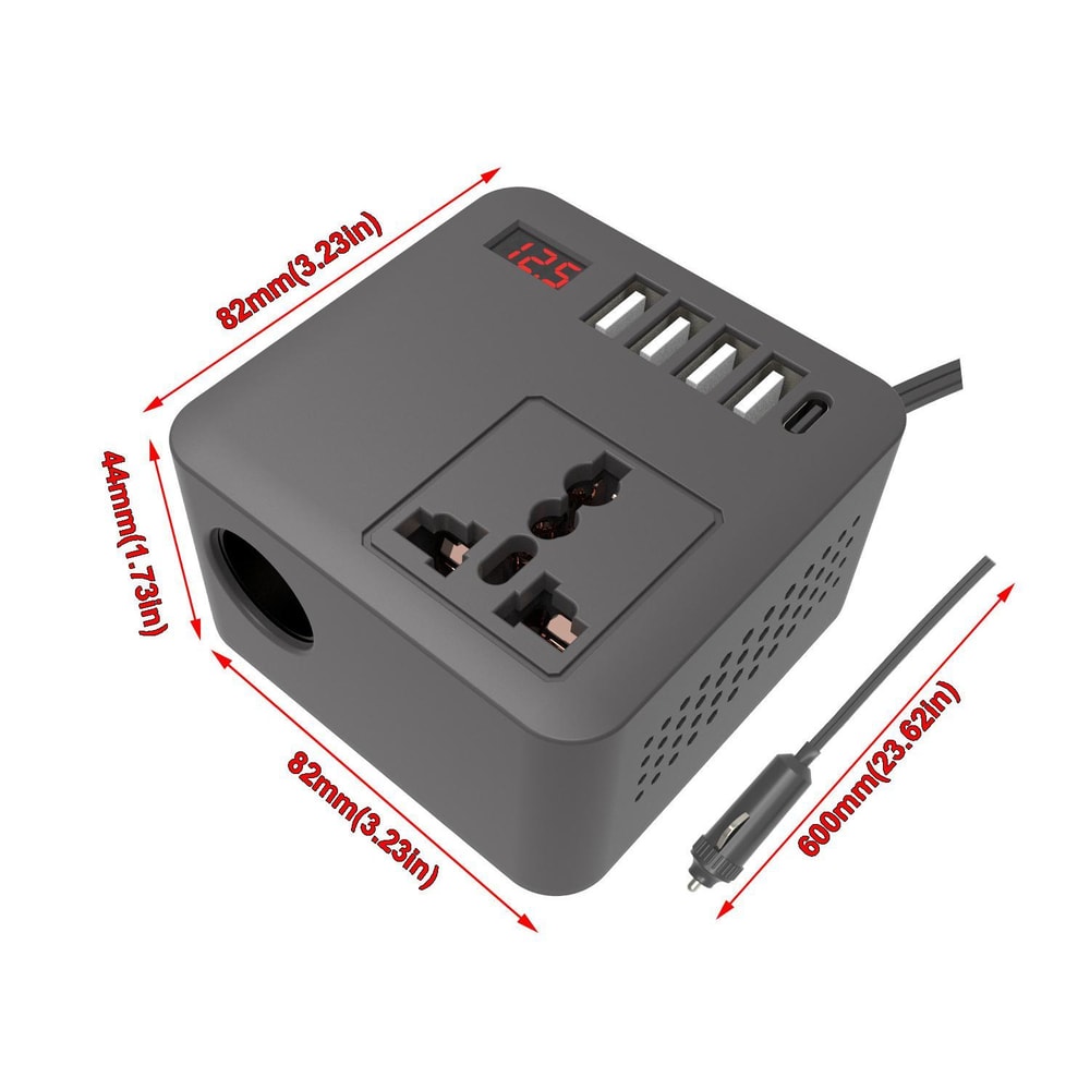 300W Car Power Inverter 12V to 110V USB-C Car Charger Multi-Function Adapter