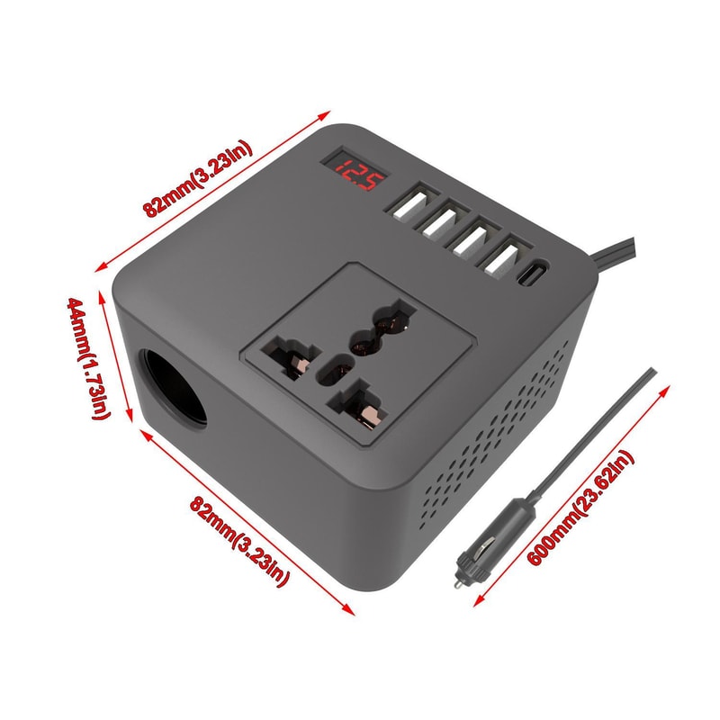 300W Car Power Inverter 12V to 110V USB-C Car Charger Multi-Function Adapter
