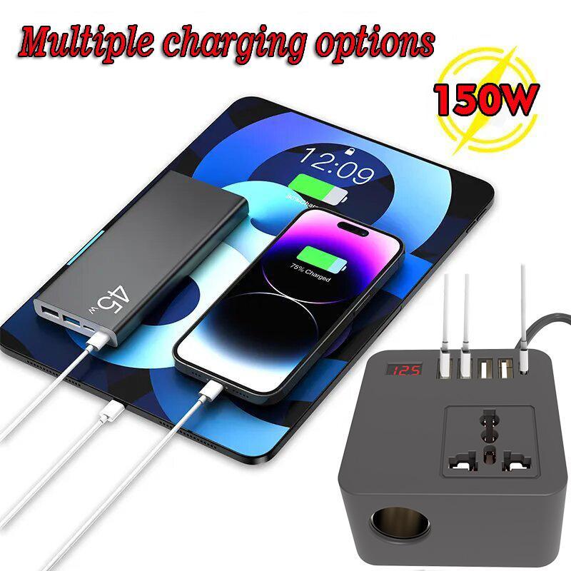 300W Car Power Inverter 12V to 110V USB-C Car Charger Multi-Function Adapter