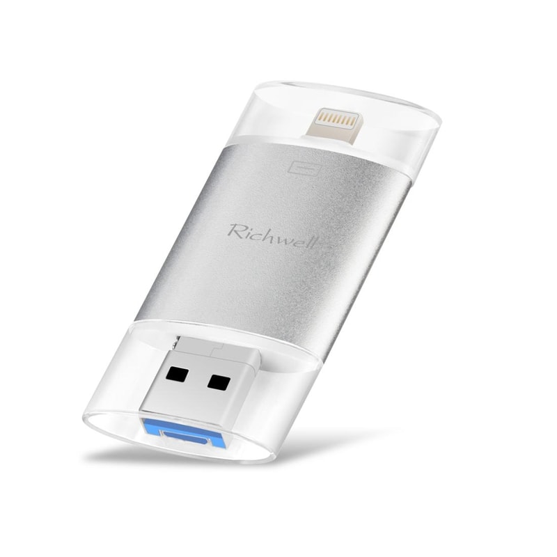 Richwell 3-in-1 OTG 128GB USB 3.0 Flash Drive Type-C Lightning USB Drive Metal Rose Gold