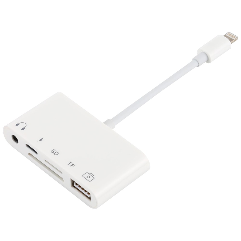 5 in 1 Lightning OTG Adapter for iPhone USB Hub SD Card Reader Audio Charging