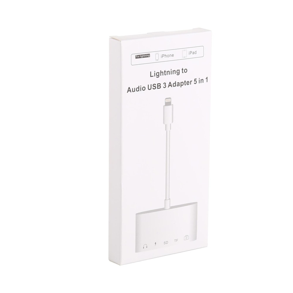 5 in 1 Lightning OTG Adapter for iPhone USB Hub SD Card Reader Audio Charging