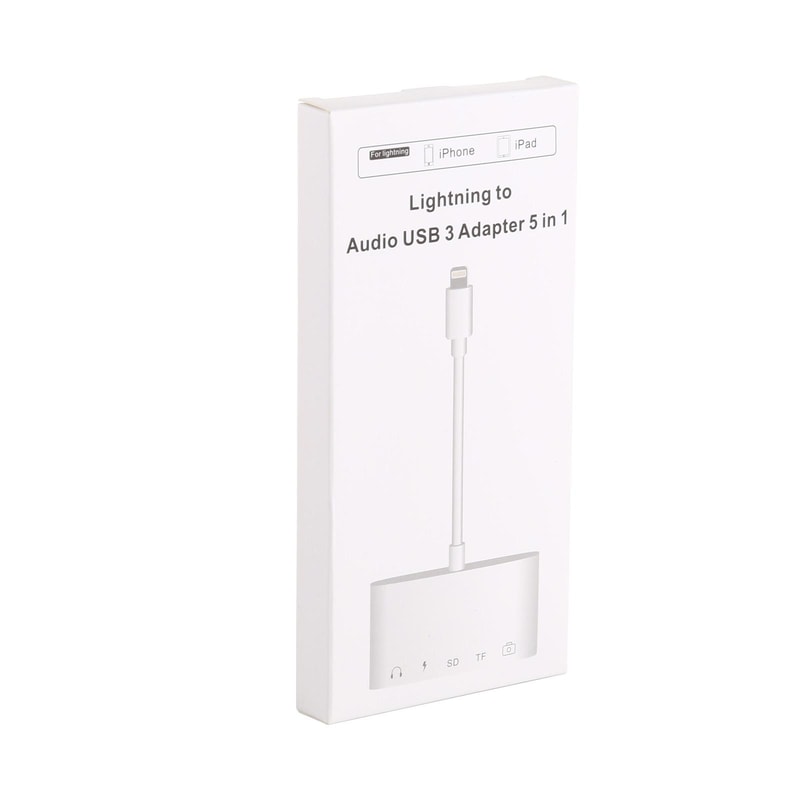 5 in 1 Lightning OTG Adapter for iPhone USB Hub SD Card Reader Audio Charging