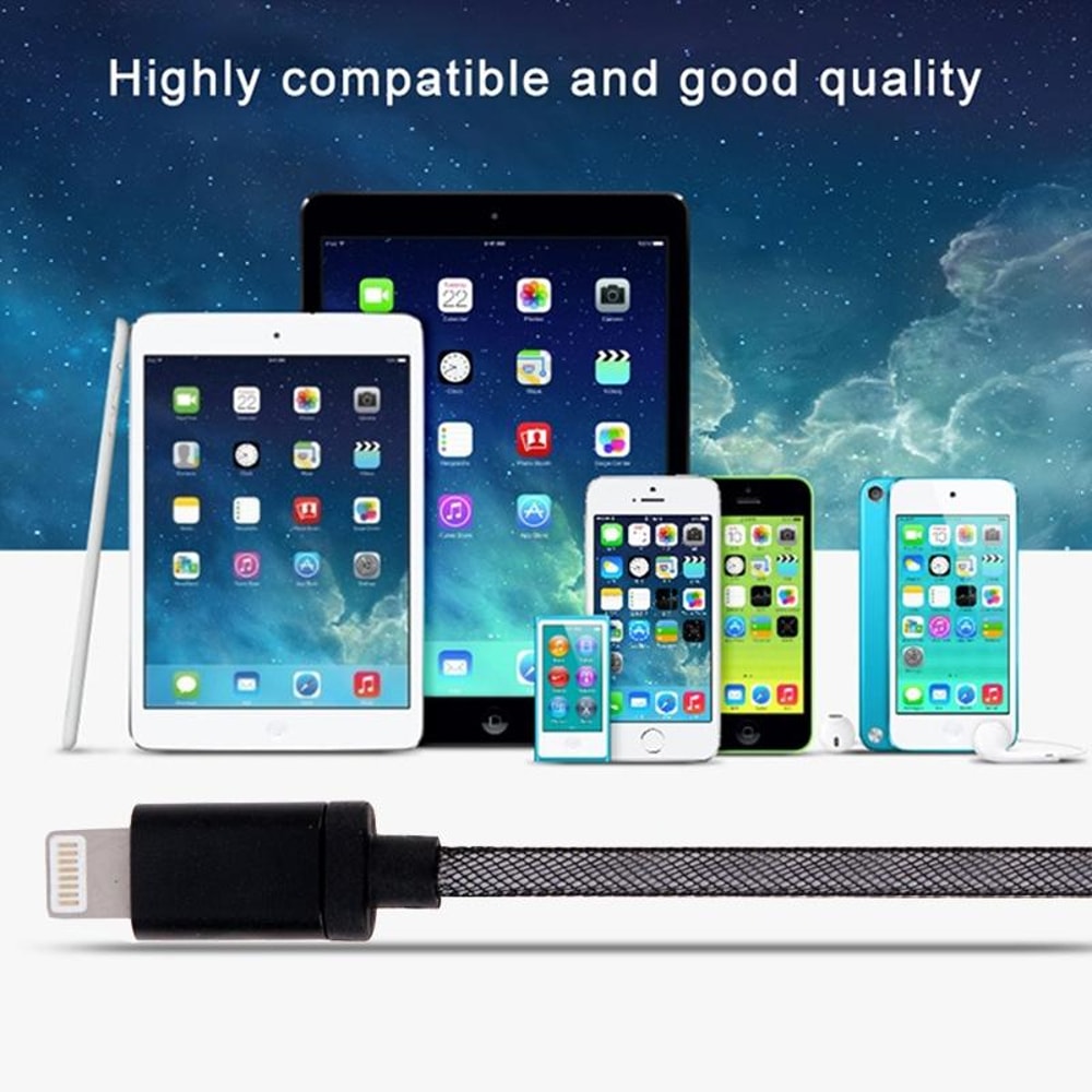 25cm USB to 8 Pin iPhone Charging Cable Metal Head Short Durable Data Sync Cord
