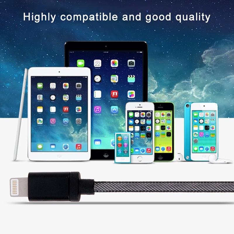 25cm USB to 8 Pin iPhone Charging Cable Metal Head Short Durable Data Sync Cord