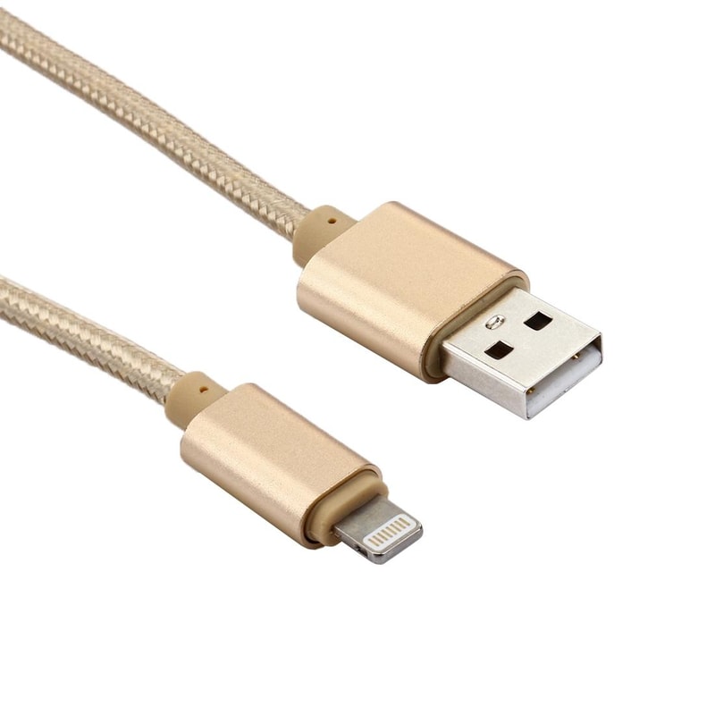 Braided Gold Lightning Charging Cable 1M Fast Sync USB Data Charger For IPhone And IPad 1