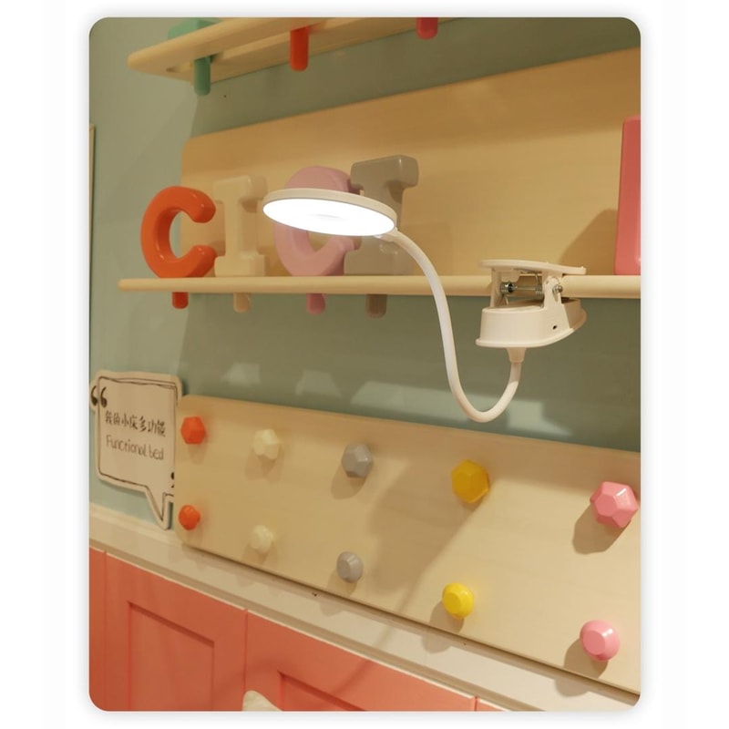 USB Rechargeable Clip Desk Lamp with 3-Level Dimming and Eye Protection LED Light