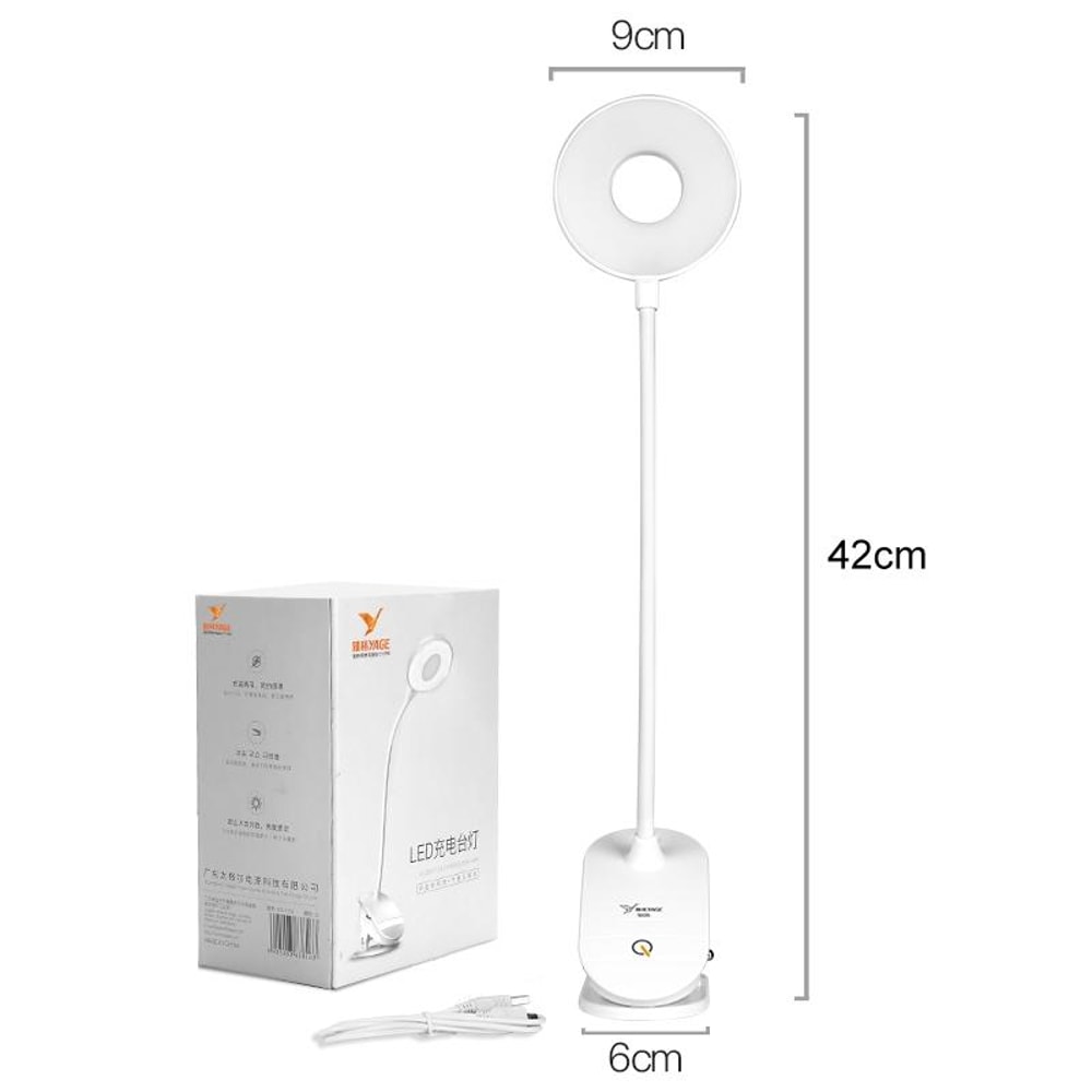 USB Rechargeable Clip Desk Lamp with 3-Level Dimming and Eye Protection LED Light