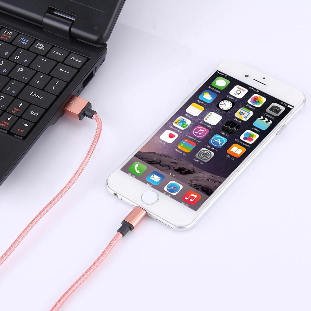 Braided 8 Pin USB Charging Cable 1M Metal Head Fast Sync Data Charger For IPhone And IPad 6