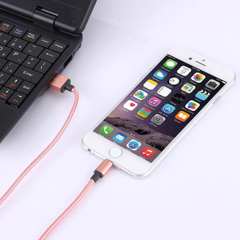 Braided 8 Pin USB Charging Cable 1M Metal Head Fast Sync Data Charger For IPhone And IPad 6