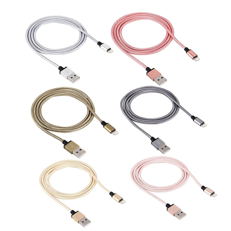 Braided 8 Pin USB Charging Cable 1M Metal Head Fast Sync Data Charger For IPhone And IPad 7