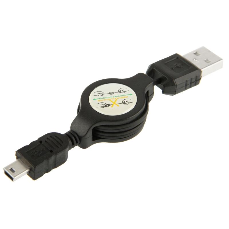 Retractable Mini USB 2.0 Charging & Data Sync Cable for Motorola V3, MP3 Players, GPS and Cameras