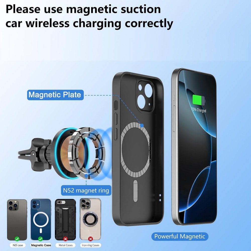 MagDrive 15W Magnetic Car Wireless Charger Phone Holder with Fast Qi Charging