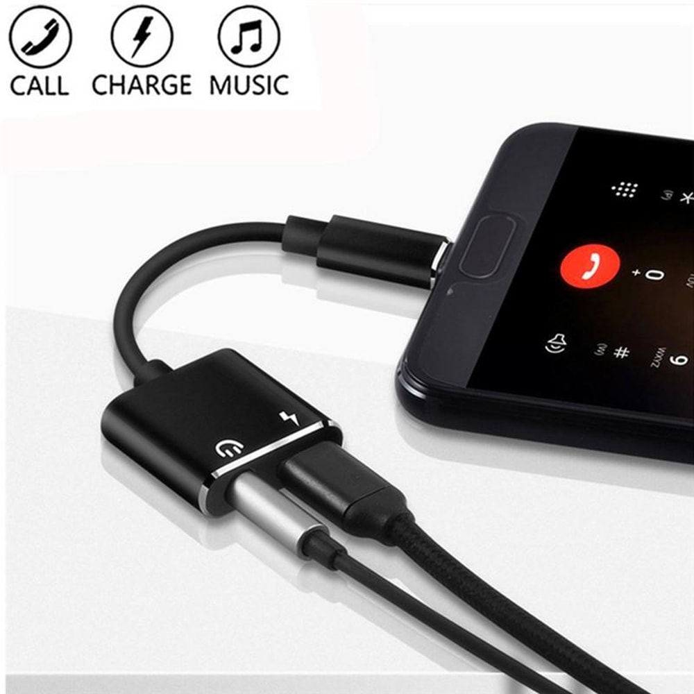 2-in-1 USB-C to 3.5mm Audio Adapter with Fast Charging and Call Support