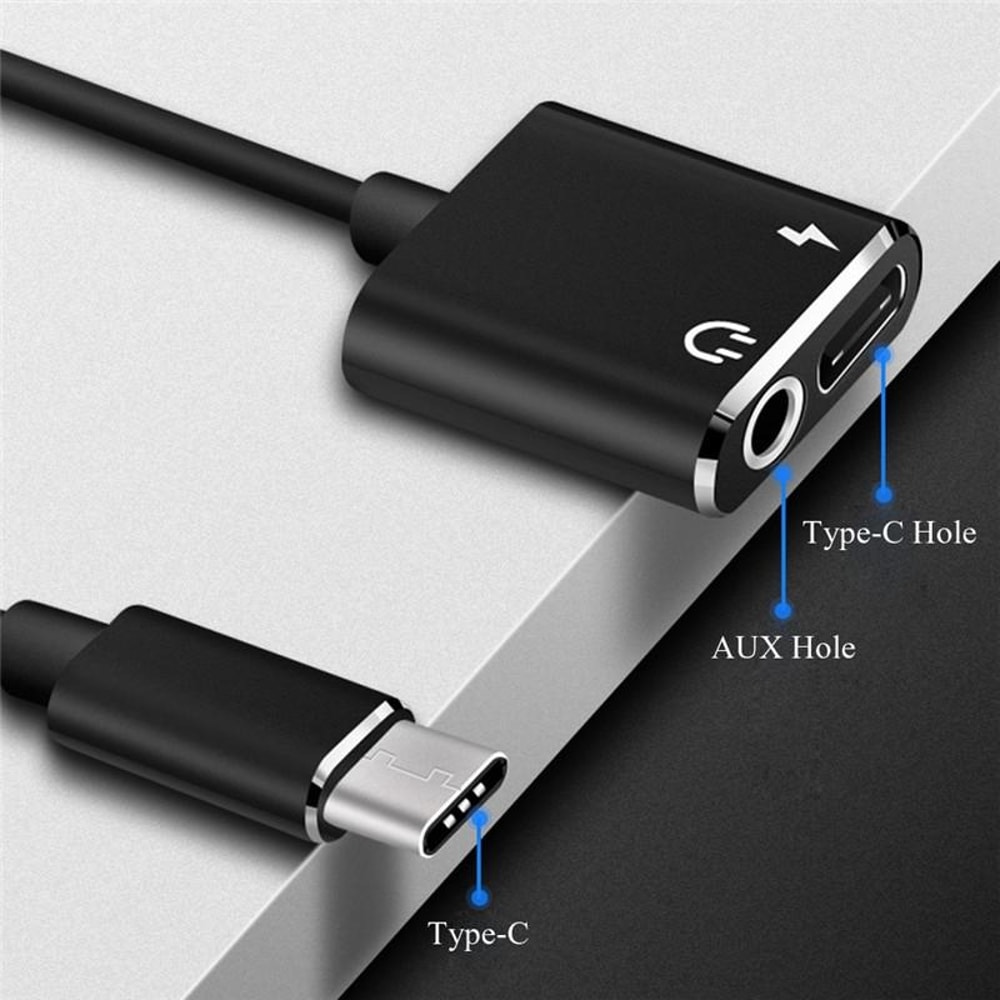 2-in-1 USB-C to 3.5mm Audio Adapter with Fast Charging and Call Support