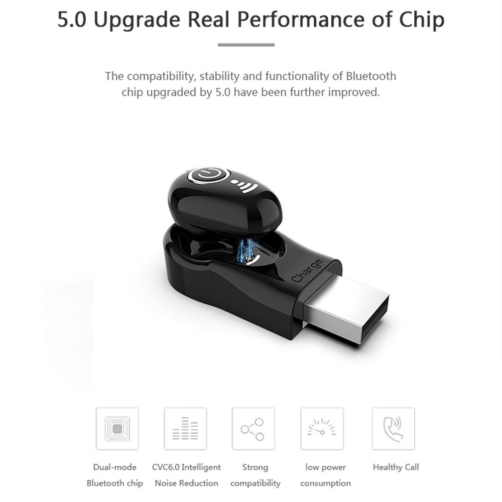S650 Mini Invisible Bluetooth Earbud with Microphone for Calls, Driving and Sports