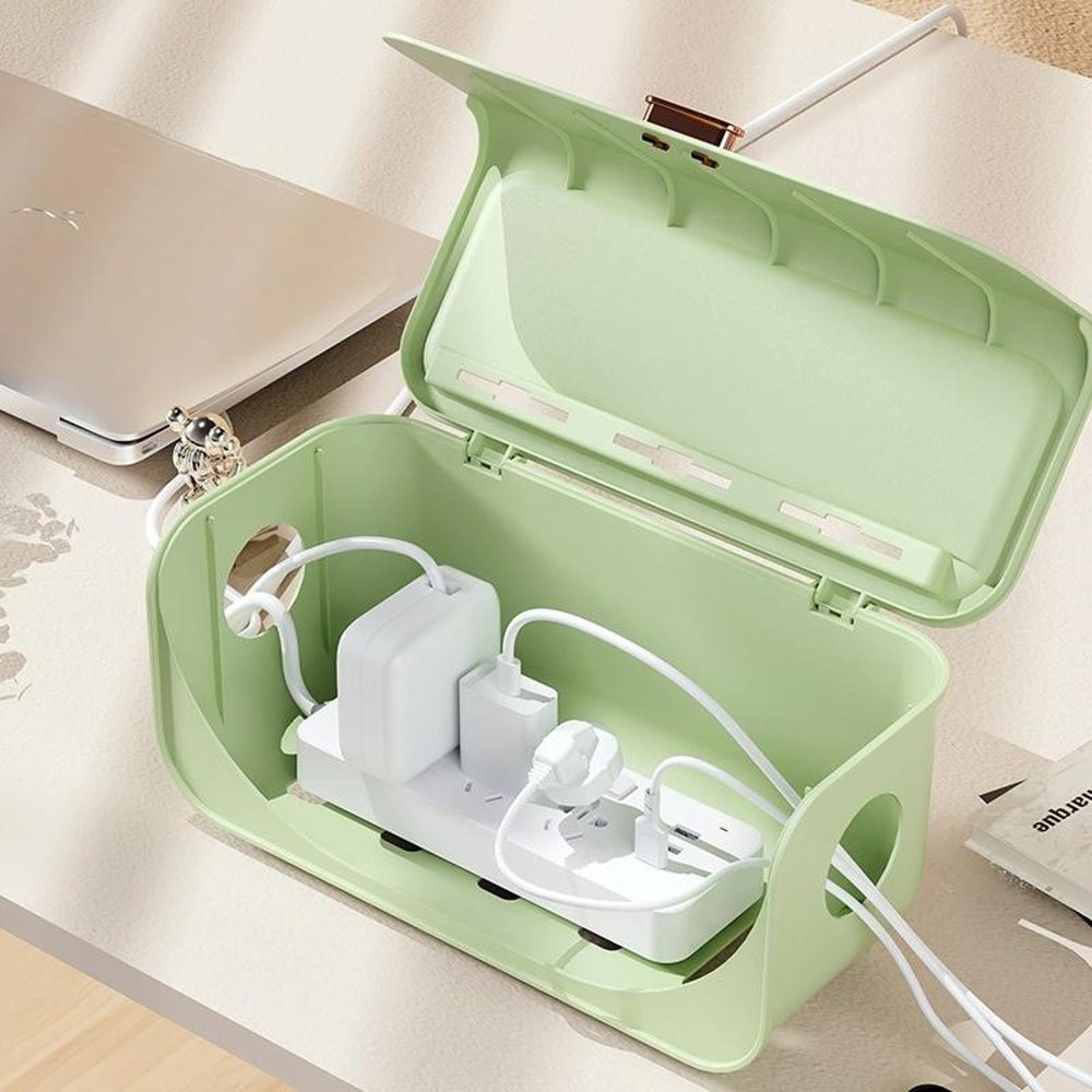Desktop Cable Management Box Power Strip Storage Box Desk Cable Organizer Dustproof Cover