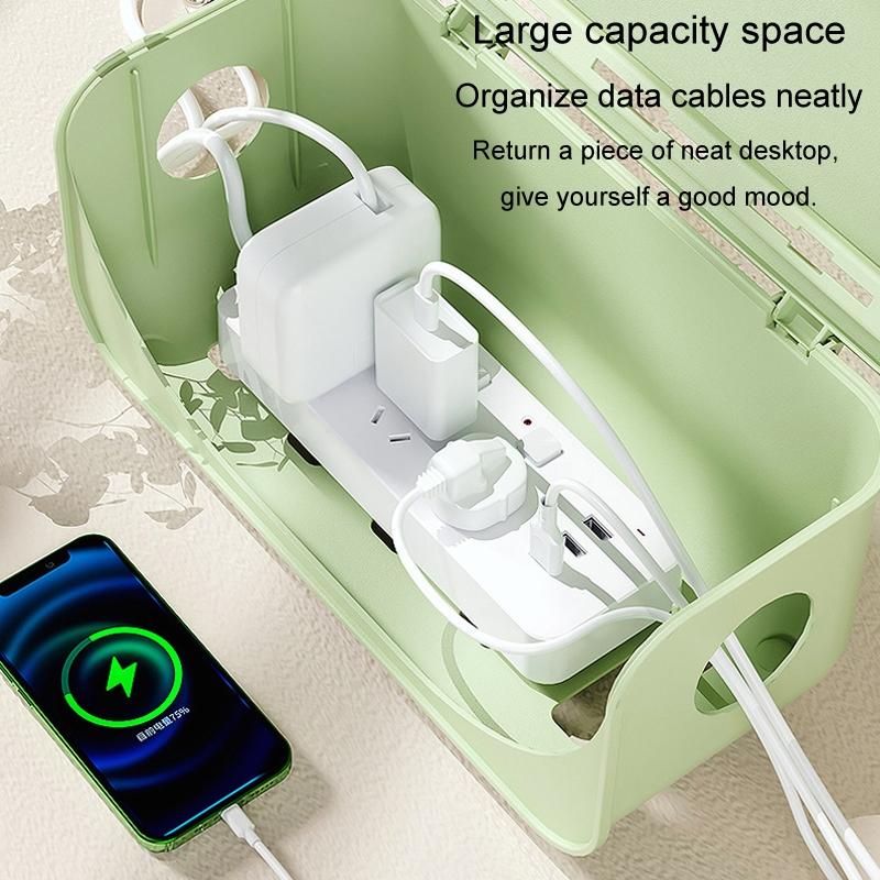 Desktop Cable Management Box Power Strip Storage Box Desk Cable Organizer Dustproof Cover