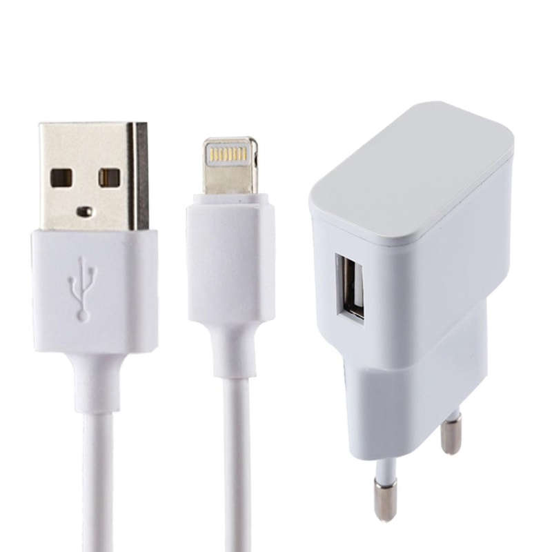 iPhone Wall Charger 5V 2.1A with Lightning 8 Pin Cable Fast Charging Adapter