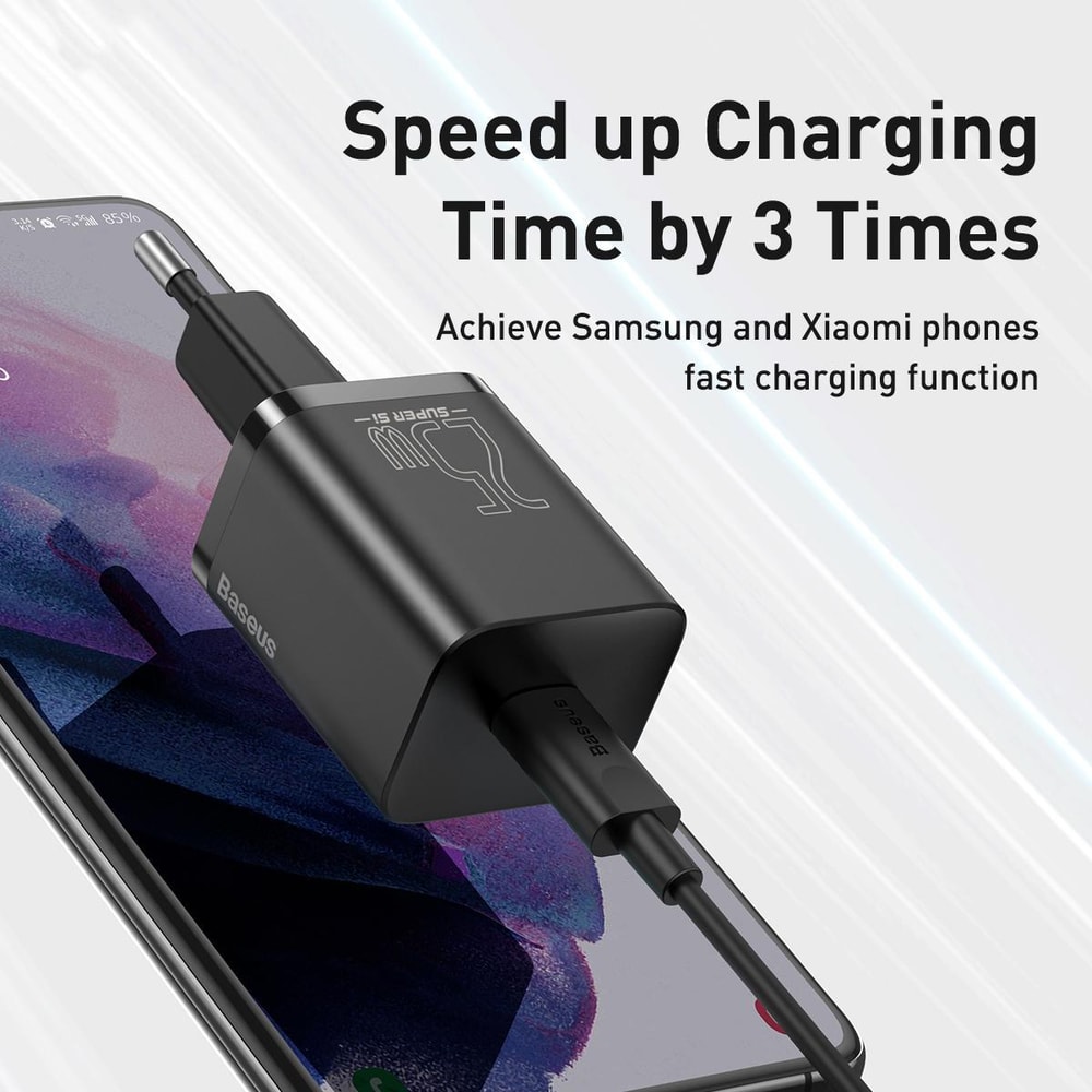 Baseus Super Si 25W USB-C Fast Charger with Type-C to Type-C Cable