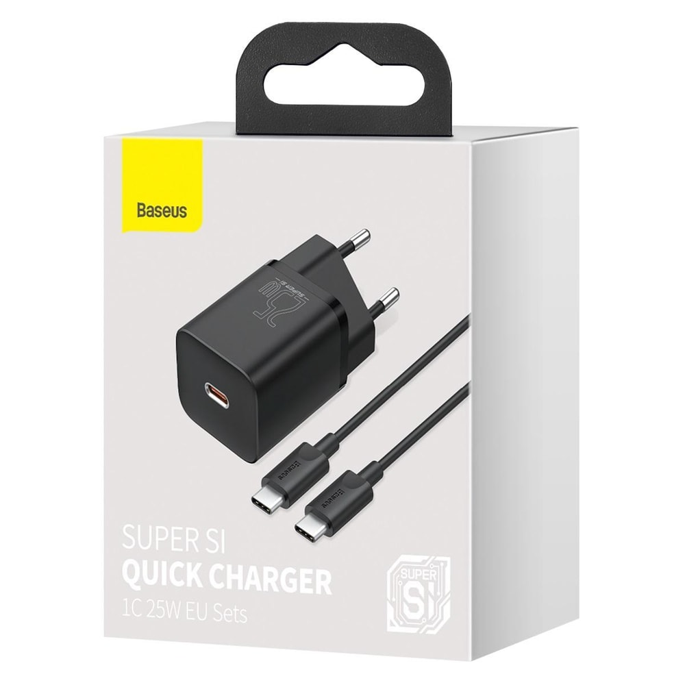 Baseus Super Si 25W USB-C Fast Charger with Type-C to Type-C Cable