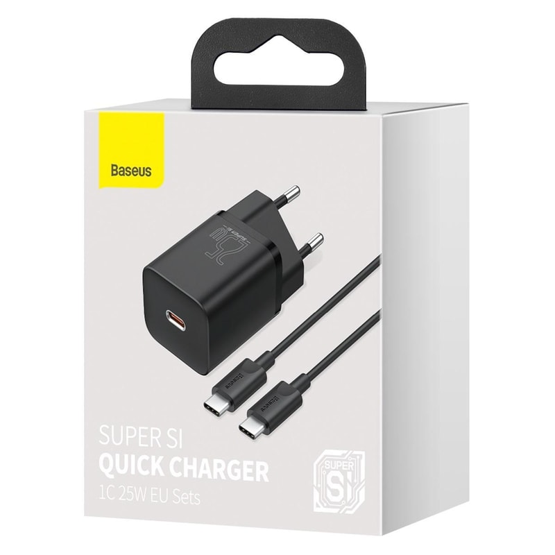 Baseus Super Si 25W USB-C Fast Charger with Type-C to Type-C Cable