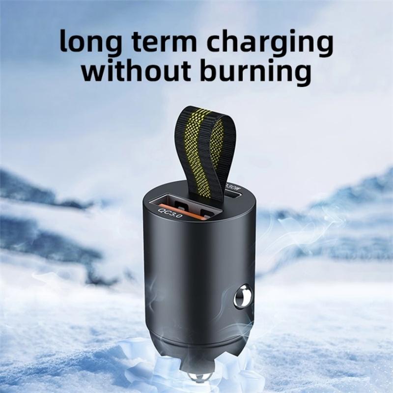 30W Dual USB Car Charger Hidden Socket Fast Charging Adapter QC 3.0 PD
