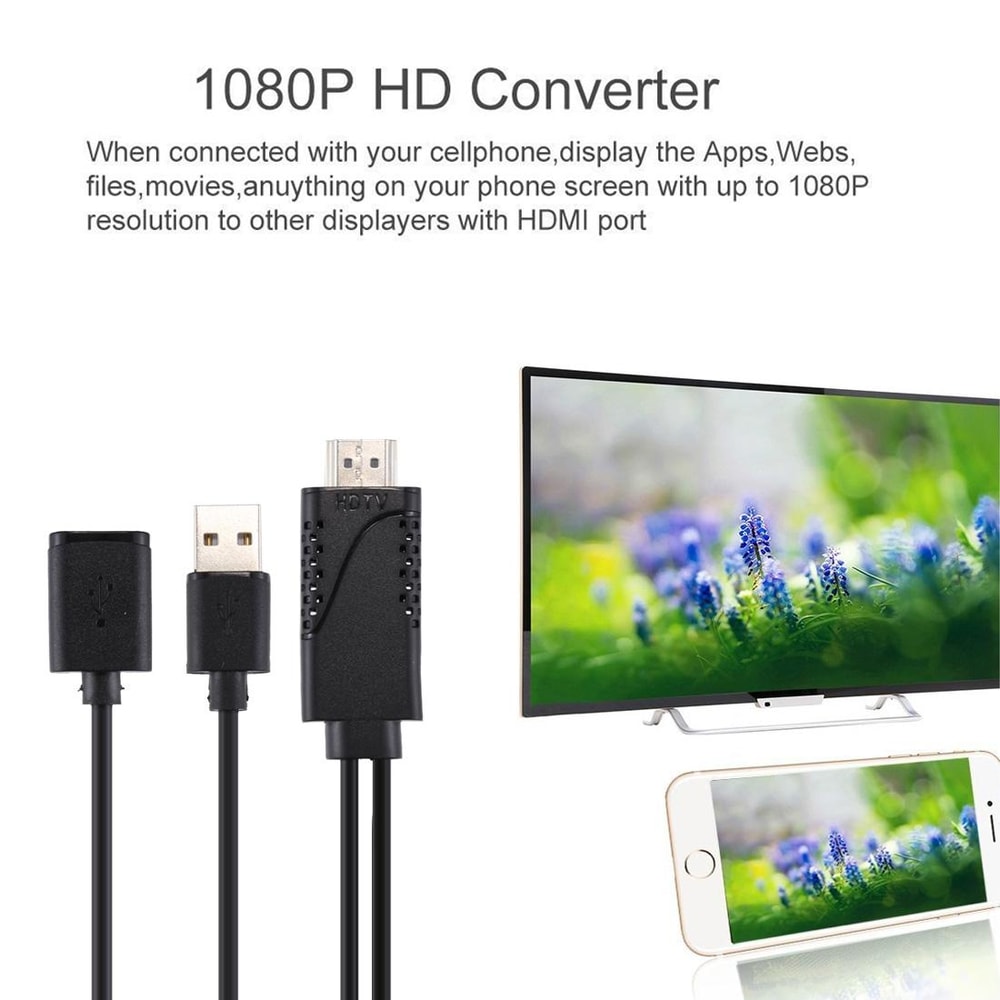 1080P HDMI adapter cable for Phone to TV Screen Mirroring USB Powered AV Converter