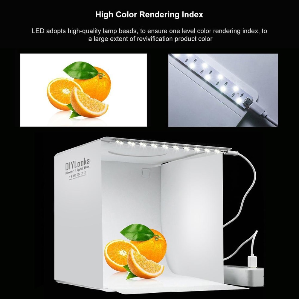 Portable LED Photo Light Box Studio Kit with Backdrops for Product Photography 20cm Foldable Shooting Tent