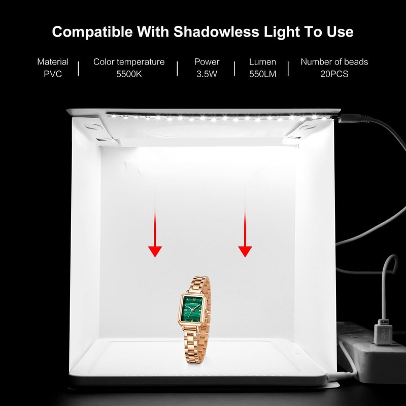 Portable LED Photo Light Box Studio Kit with Backdrops for Product Photography 20cm Foldable Shooting Tent