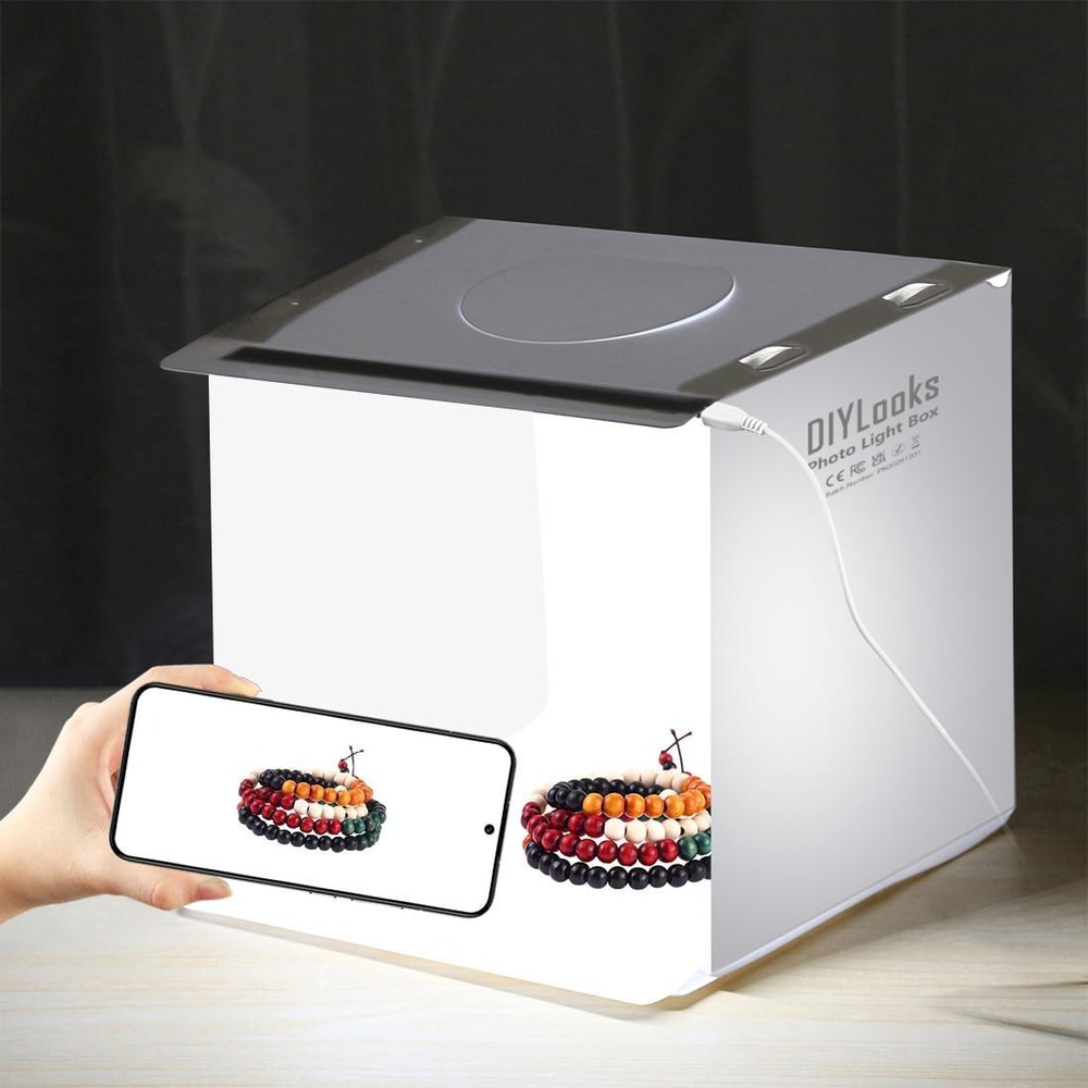 Portable LED Photo Light Box Studio Kit with Backdrops for Product Photography 20cm Foldable Shooting Tent