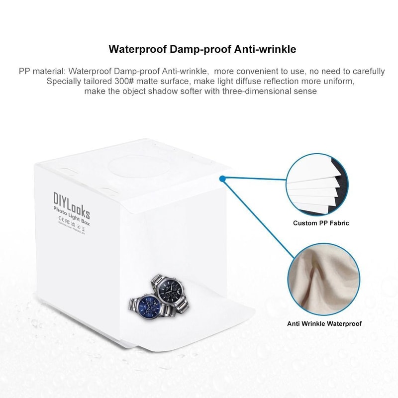 Portable LED Photo Light Box Studio Kit with Backdrops for Product Photography 20cm Foldable Shooting Tent