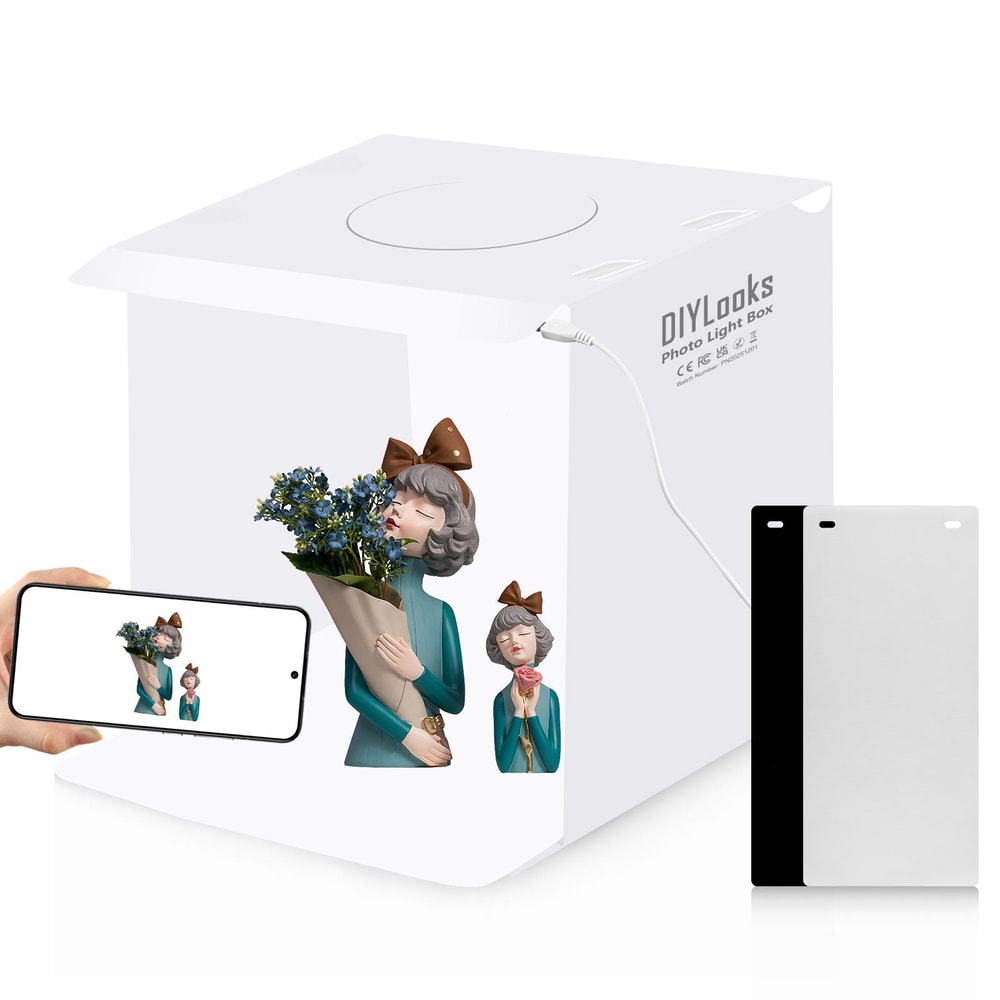 Portable LED Photo Light Box Studio Kit 20cm Foldable with Backdrops for Product Photography