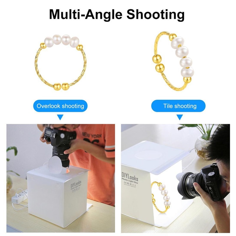 Portable LED Photo Light Box Studio Kit 20cm Foldable with Backdrops for Product Photography