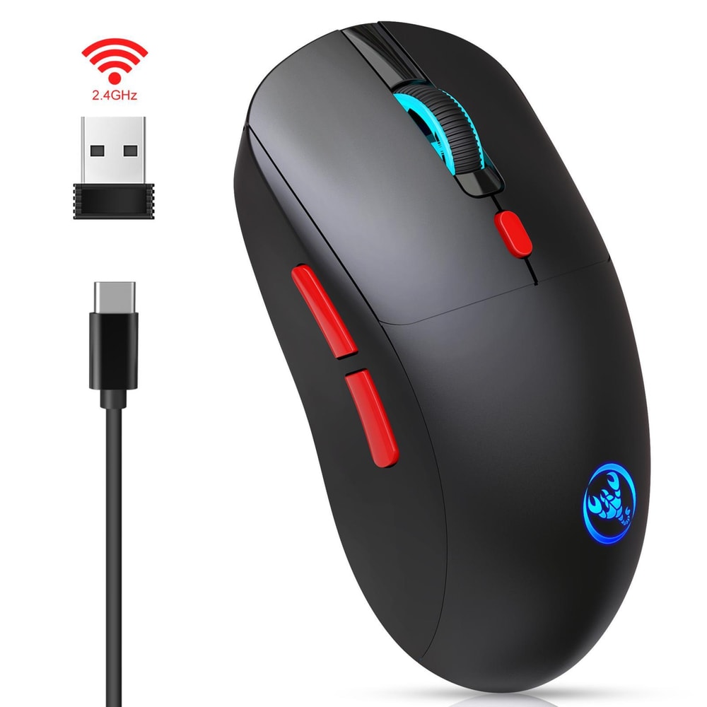 HXSJ T20 Rechargeable Wireless Mouse 3600 DPI Ergonomic Gaming Mouse with RGB Lighting