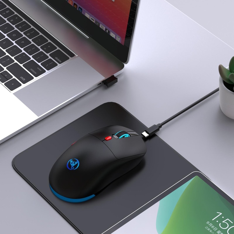 HXSJ T20 Rechargeable Wireless Mouse 3600 DPI Ergonomic Gaming Mouse with RGB Lighting