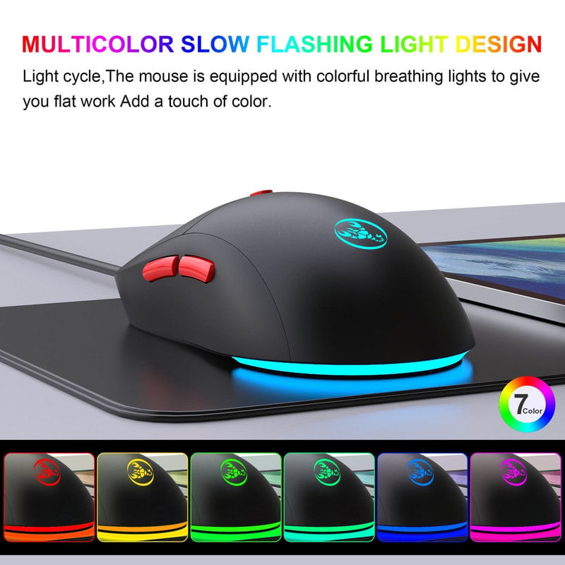 HXSJ T20 Rechargeable Wireless Mouse 3600 DPI Ergonomic Gaming Mouse with RGB Lighting