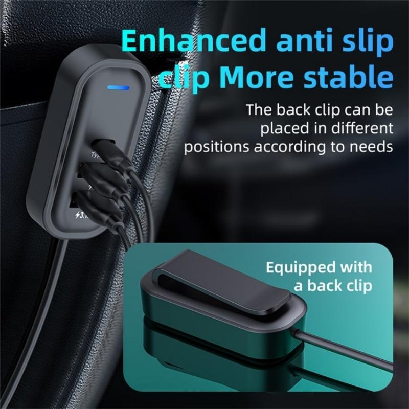 66W Fast Car Charger 5-Port USB C Charging Hub with Extension Cable for Multi-Device Travel