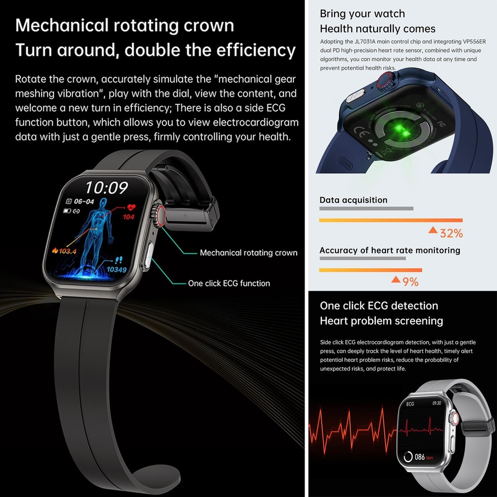 NX15 Smart Watch With Bluetooth Call 196 HD Display Health Tracker IP68 Waterproof Fitness Watch 7