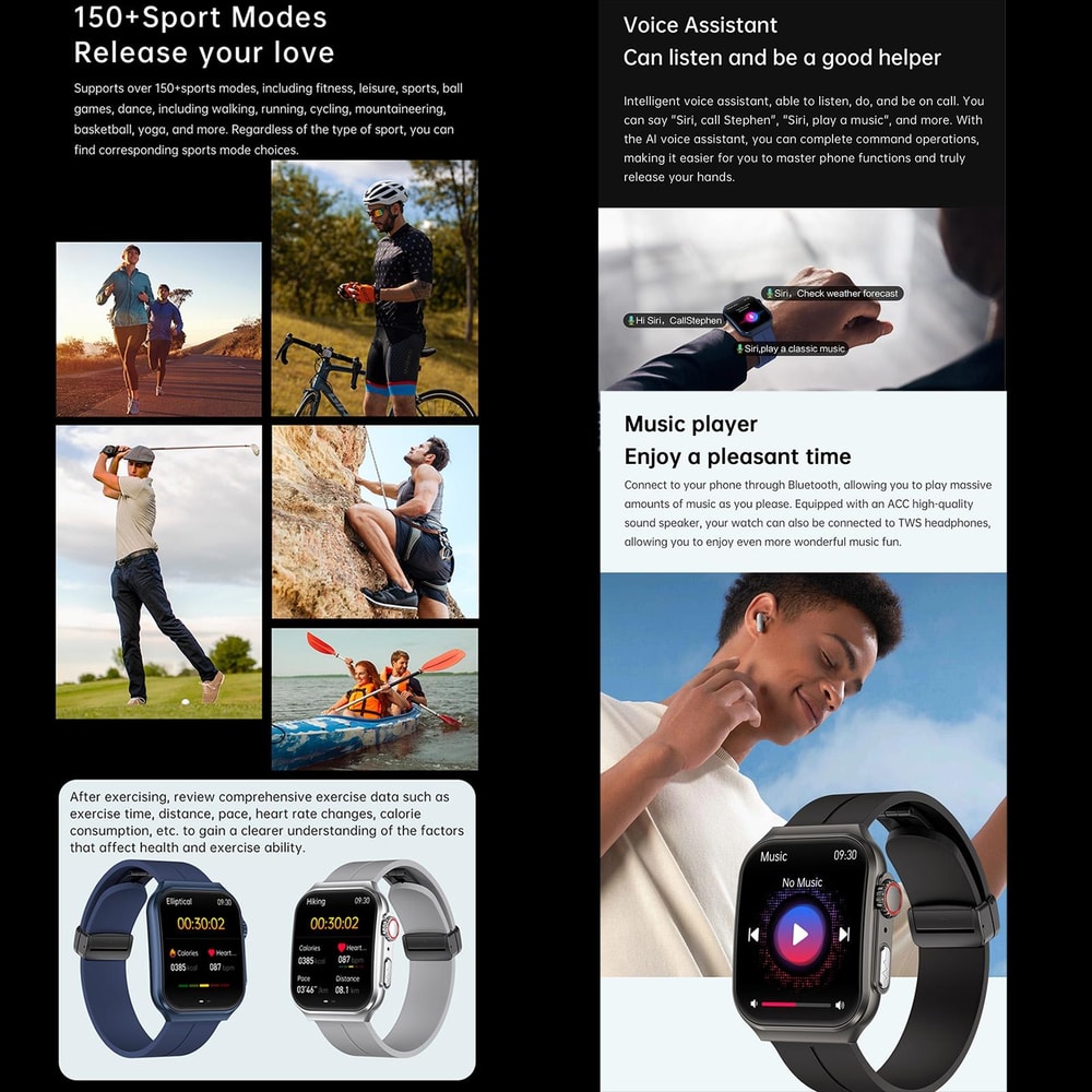 NX15 Smart Watch With Bluetooth Call 196 HD Display Health Tracker IP68 Waterproof Fitness Watch 10