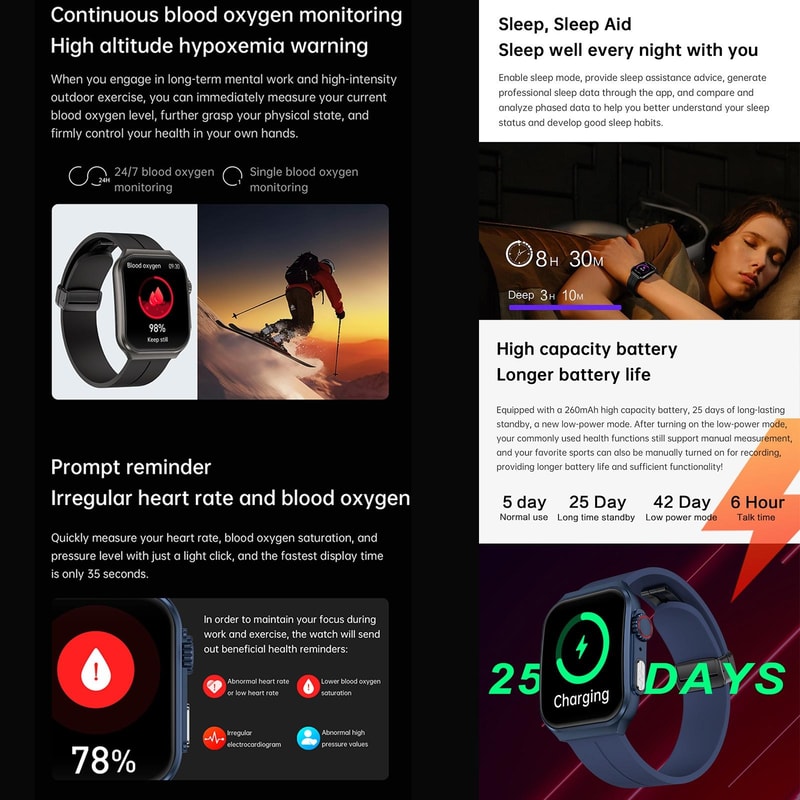 NX15 Smart Watch With Bluetooth Call 196 HD Display Health Tracker IP68 Waterproof Fitness Watch 8