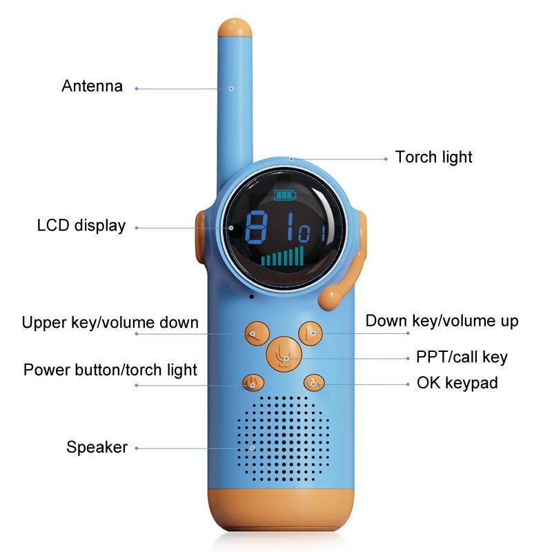 D22 Kids Walkie Talkie Set Long Range Rechargeable Outdoor Communication Toy for Parent Child Adventure