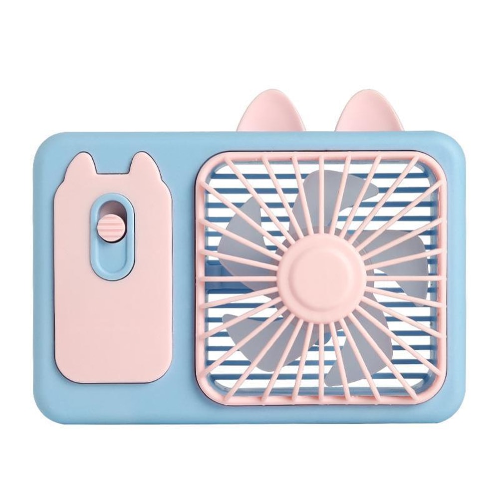 Cute Cartoon Kitten USB Rechargeable Portable Handheld & Desktop Fan, Pink Personal Cooling Device