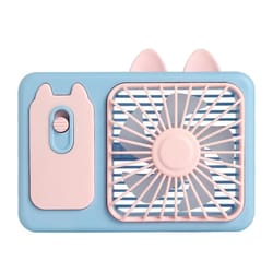 cute cartoon kitten usb rechargeable portable handheld & desktop fan, pink personal cooling device