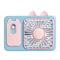 Cute Cartoon Kitten USB Rechargeable Portable Handheld & Desktop Fan, Pink Personal Cooling Device