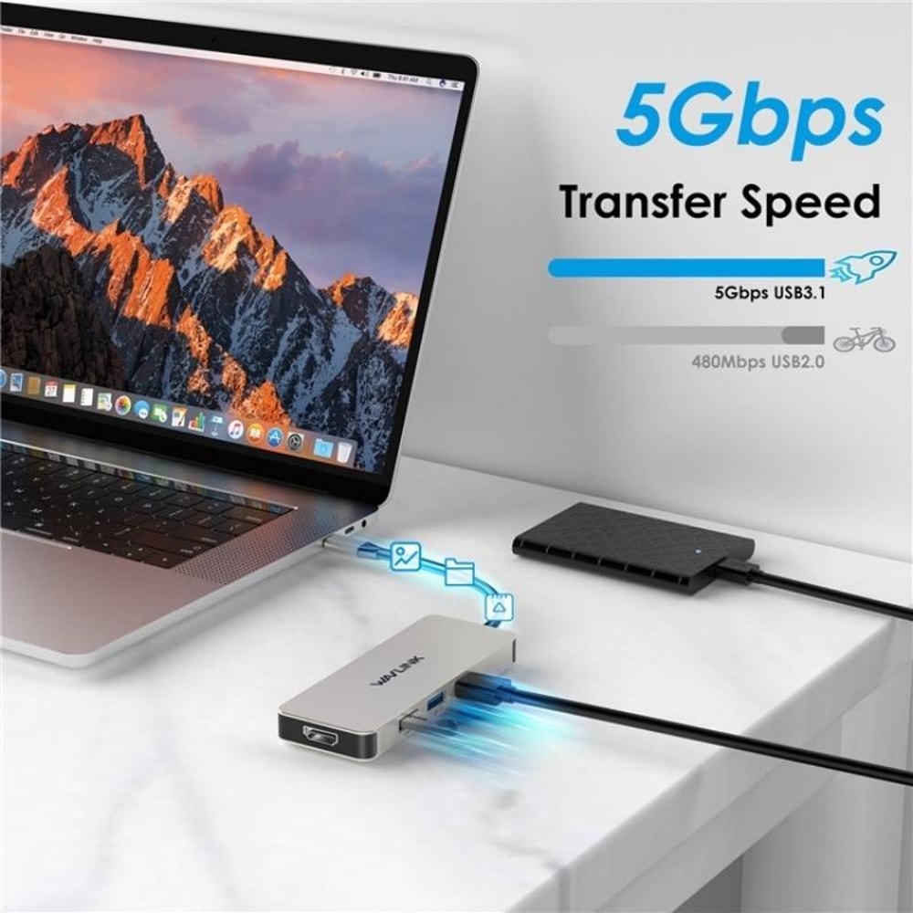 7-in-1 USB C Docking Station 4K HDMI 100W PD SD TF Card Reader Hub