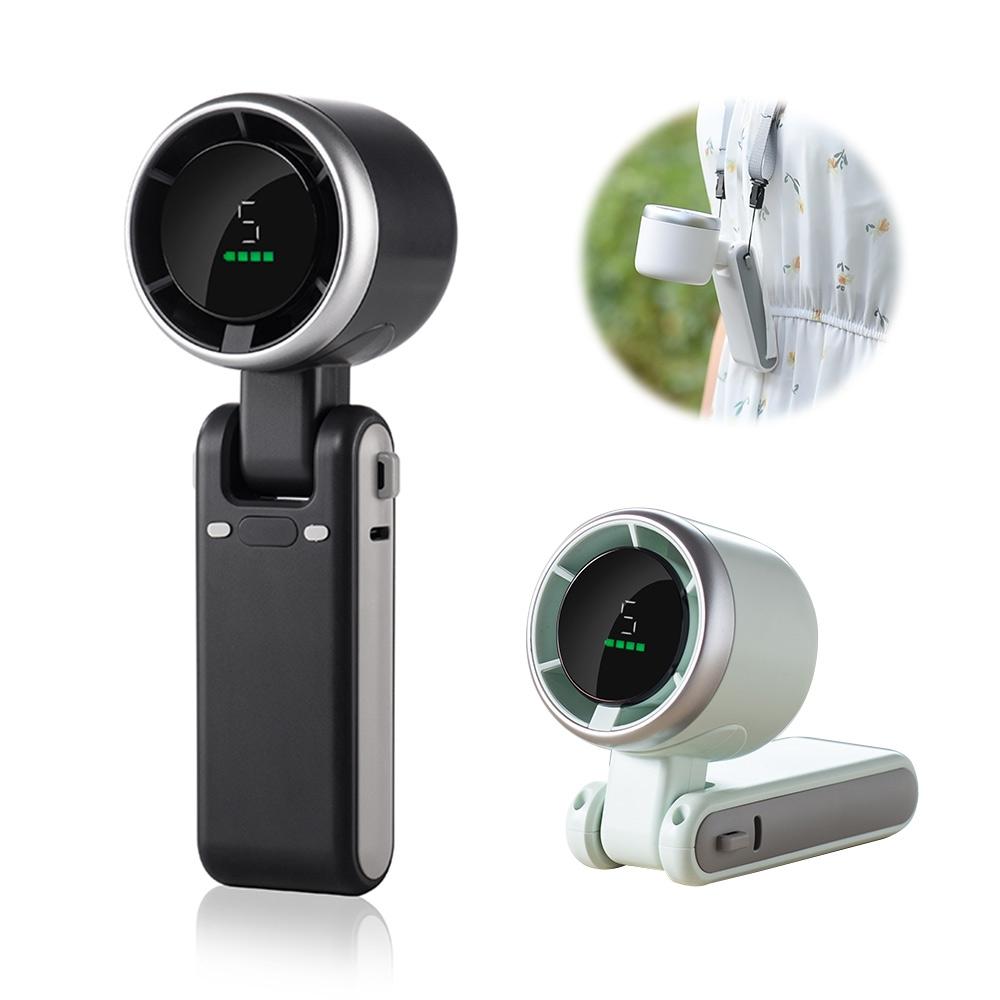 Hat-Prince Foldable Neck Fan 3600mAh USB Rechargeable Turbo Cooling Fan Digital Display