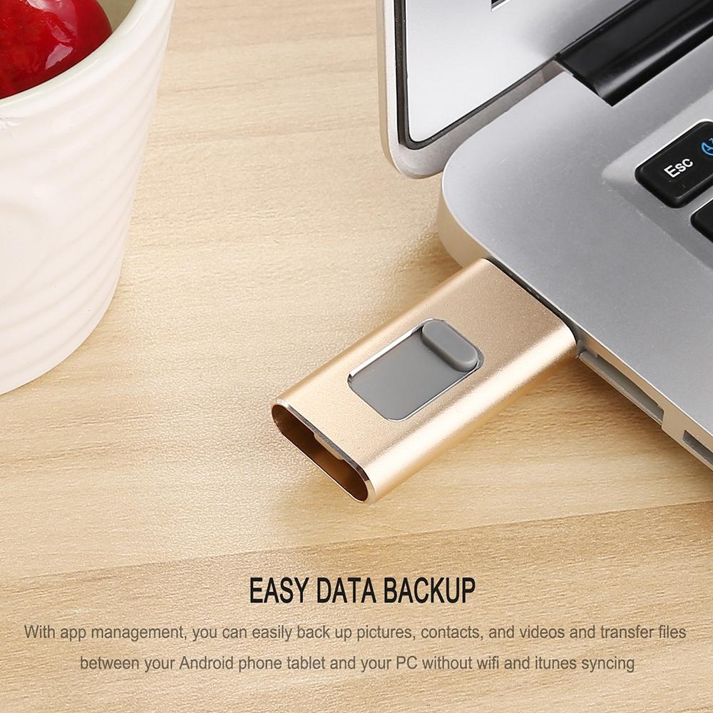 Richwell 3 in 1 OTG USB Drive Type C Lightning USB 3.0 16GB Metal Flash Drive