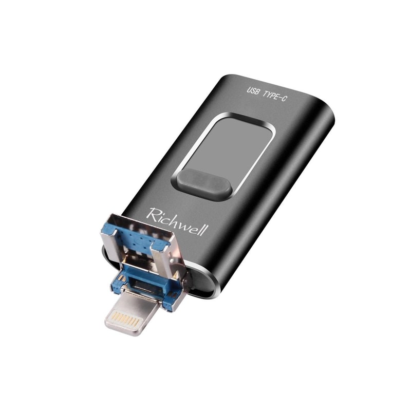 Richwell 3 in 1 OTG USB Drive Type C Lightning USB 3.0 16GB Metal Flash Drive